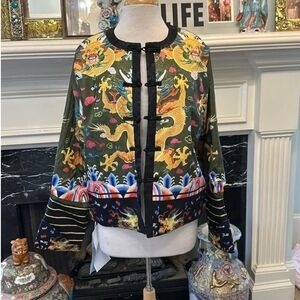 EvaFreedom Embroidered Dragon Print Chinnese-Inspired Jacket Blazer